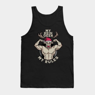 My reindeer my rules Funny Christmas Reindeer Rudolph Santa Tank Top